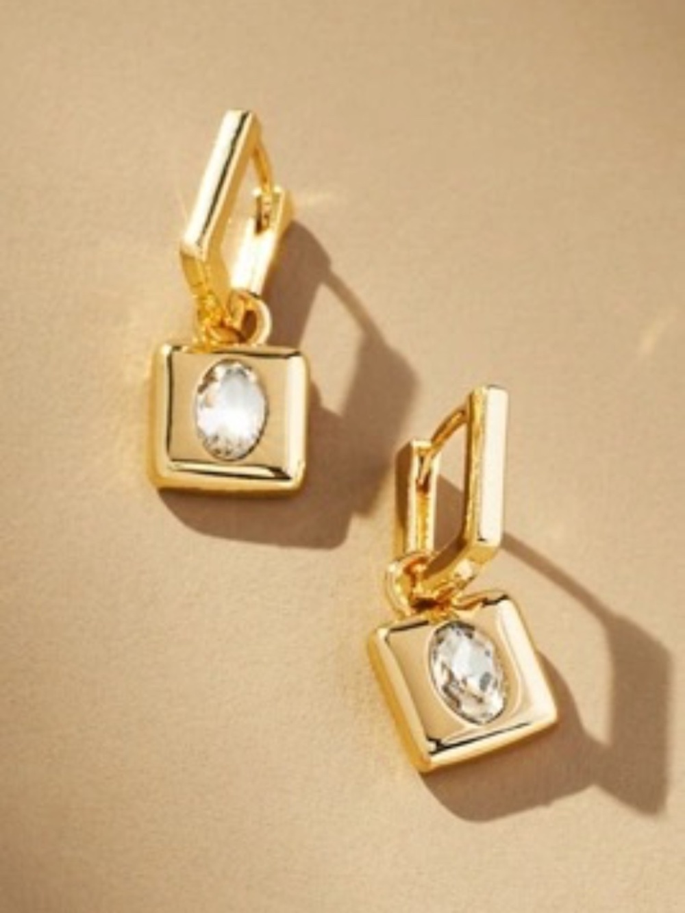 NWT Anthropologie Small Gem Stone Huge Gold Earrings